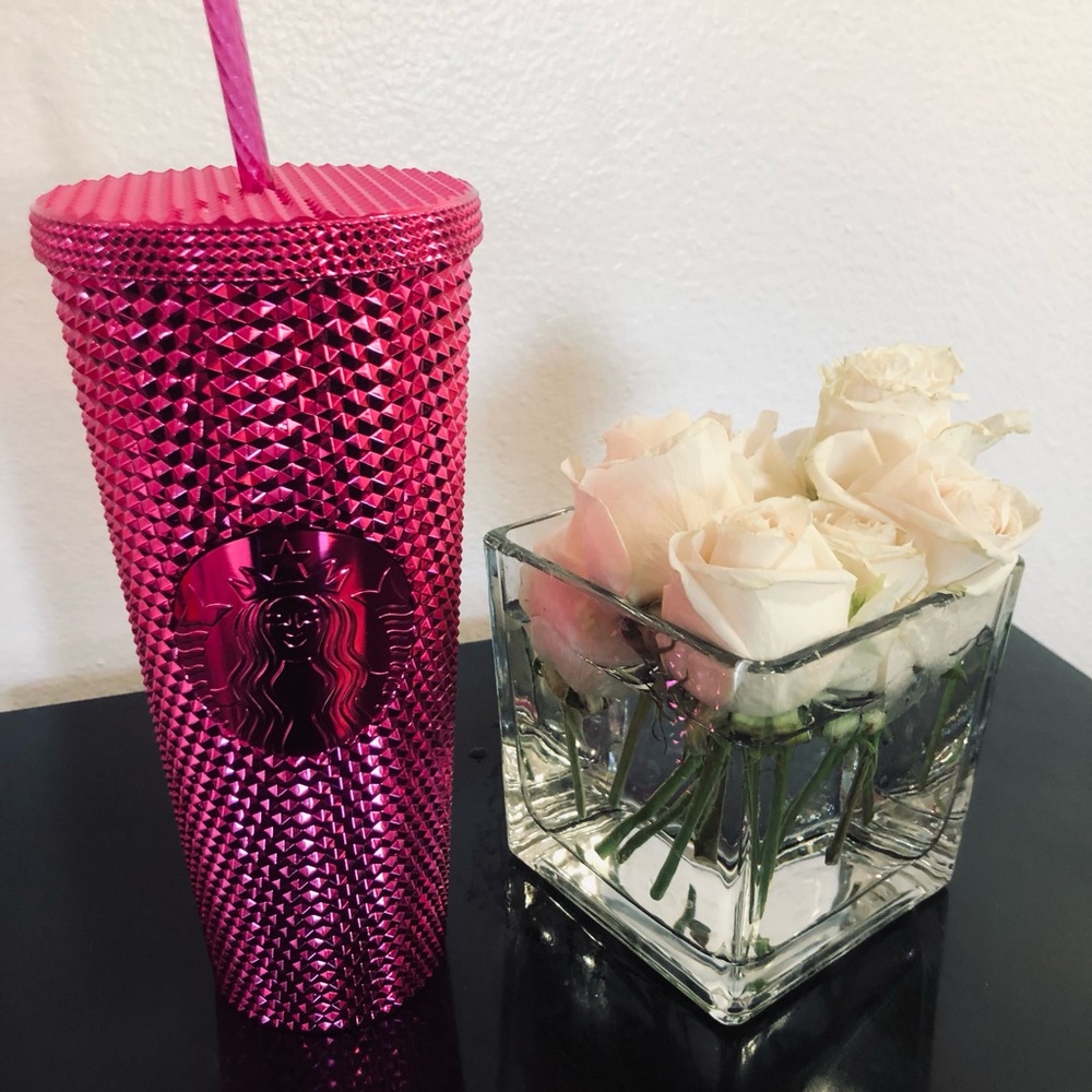 Starbucks Pink Faux Floral Art Tumbler